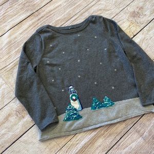 Talbots holiday sweater lighthouse winter gray